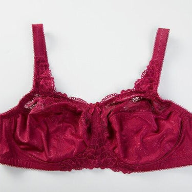 Sexy Women's Plus Size Cranberry Floral Lace Full-Coverage Wireless Unlined Bra - SolaceConnect.com