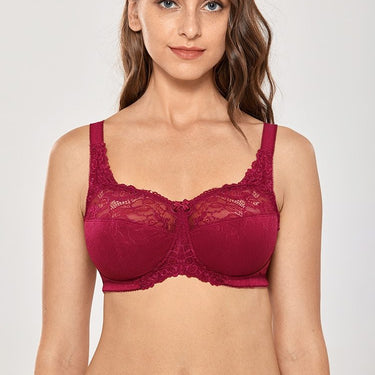 Sexy Women's Plus Size Pumpkin Floral Lace Full-Coverage Wireless Unlined Bra - SolaceConnect.com