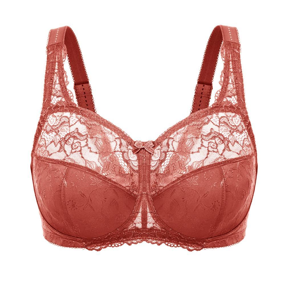 Sexy Women's Plus Size Pumpkin Floral Lace Full-Coverage Wireless Unlined Bra  -  GeraldBlack.com