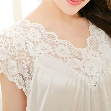 Sexy Women's Plus Size Solid Lace Bathrobe Nightdress Sleepwear Nightgown - SolaceConnect.com