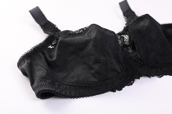 Sexy Women's Plus Size Violet Floral Lace Full-Coverage Wireless Unlined Bra - SolaceConnect.com