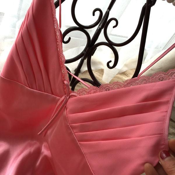 Sexy Women's Rayon Silk V-neck Spaghetti Lace Strap Sleepwear Pajama Set - SolaceConnect.com