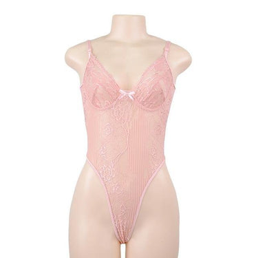 Sexy Women's Sheer Lace Straps Backless Transparent Mesh Thong Bodysuits - SolaceConnect.com