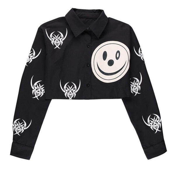Sexy Women's Shirt Print Long Sleeves Button Top Blouse Trousers 2pcs Set - SolaceConnect.com
