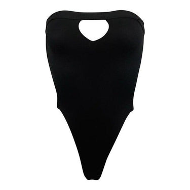 Sexy Women's Solid Strapless High Leg Backless One Piece Swimwear - SolaceConnect.com