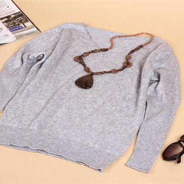Sexy Women's Spring Autumn Cashmere Wool V-Neck Batwing Loose Sweater - SolaceConnect.com
