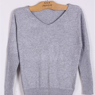 Sexy Women's Spring Autumn Cashmere Wool V-Neck Batwing Loose Sweater  -  GeraldBlack.com