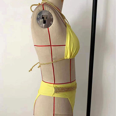 Sexy Yellow Color Brazilian High Waist High Cut String Bikini Set  -  GeraldBlack.com