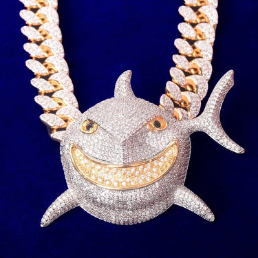 Shark Pendant  Necklace Gold Color Plated Men's Hip Hop Rock Street Jewelry  -  GeraldBlack.com
