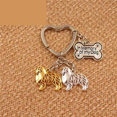 Shetland Sheep Dog Animal Gold Silver Plated Metal Pendant Keychain - SolaceConnect.com