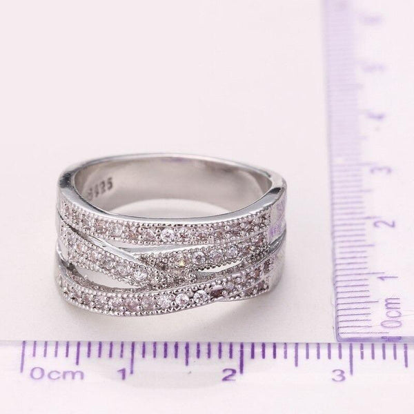 Shiny Elegant Cubic Zircon 925 Sterling Silver Wedding Rings for Women - SolaceConnect.com