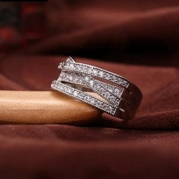 Shiny Elegant Cubic Zircon 925 Sterling Silver Wedding Rings for Women  -  GeraldBlack.com
