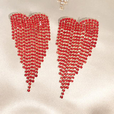 Shiny Red Rhinestones Angle Heart Charm Dangle Earrings for Women - SolaceConnect.com