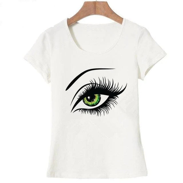 Short Sleeve Cotton Big Eyes Printed Funny T-Shirt Tee Tops for Women - SolaceConnect.com