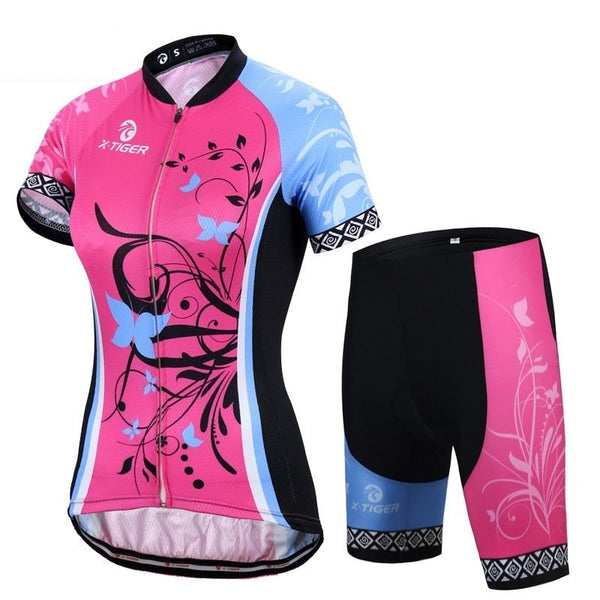 Short Sleeve Women Cycling Jerseys set Breathable Mountain Bike Clothes Women Bicycle Cycling  -  GeraldBlack.com