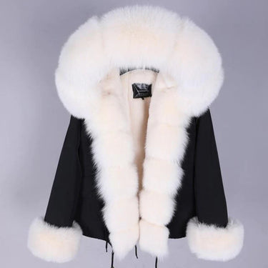 Short Thick Women's Winter Jacket with Hood Real Fox Raccoon Fur Warm Coat  -  GeraldBlack.com