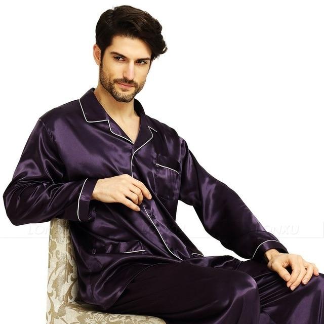 Silk Satin Loungewear Pyjamas Sleepwear Set for Men S,M,L,XL,XXL,XXXL,4XL - SolaceConnect.com