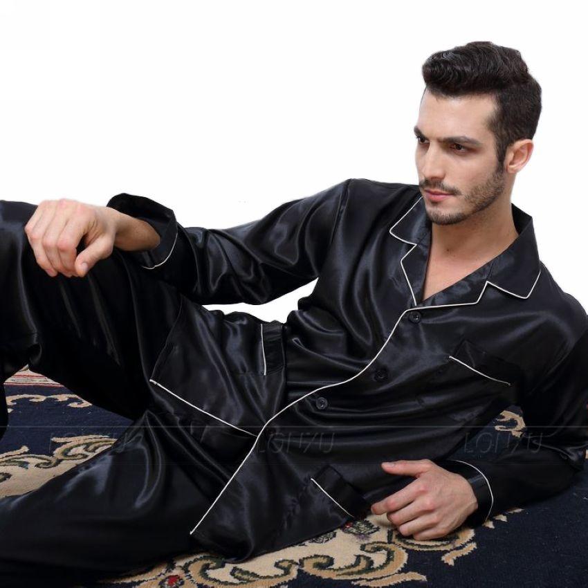 Silk Satin Loungewear Pyjamas Sleepwear Set for Men S,M,L,XL,XXL,XXXL,4XL  -  GeraldBlack.com