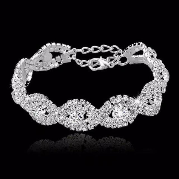 Silver Color Crystal Charm Bracelets and Bangles Wedding Jewelry for Women - SolaceConnect.com