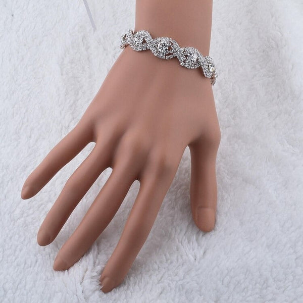 Silver Color Crystal Charm Bracelets and Bangles Wedding Jewelry for Women  -  GeraldBlack.com