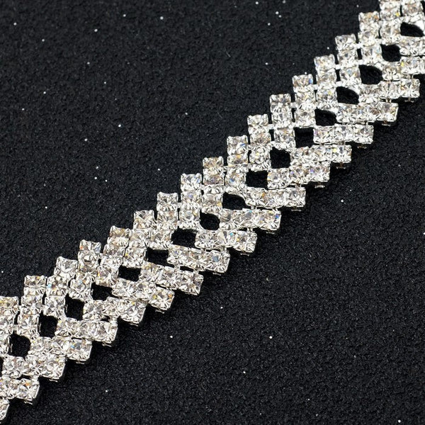 Silver Color Luxury Crystal Bracelets for Women Bridal Wedding Jewelry  -  GeraldBlack.com