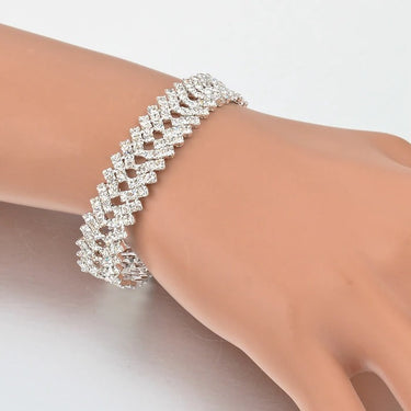 Silver Color Luxury Crystal Bracelets for Women Bridal Wedding Jewelry  -  GeraldBlack.com