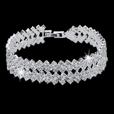 Silver Color Luxury Crystal Bracelets for Women Bridal Wedding Jewelry - SolaceConnect.com