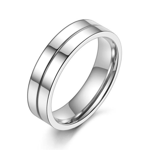 Silver Color Stainless Steel Engagement Wedding Rings for Men Women - SolaceConnect.com