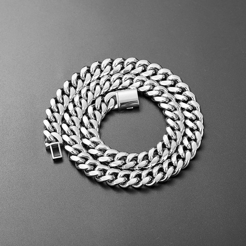 Men's Hip Hop Rapper Style Stainless Steel Round Cuban Miami Chain Nec ...
