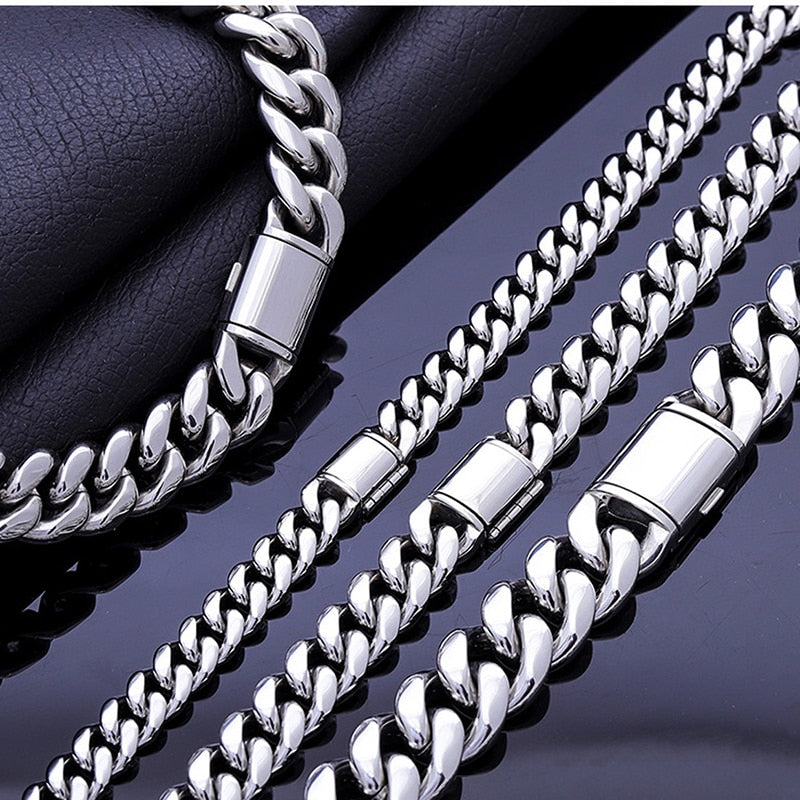 Men's Hip Hop Rapper Style Stainless Steel Round Cuban Miami Chain Nec ...