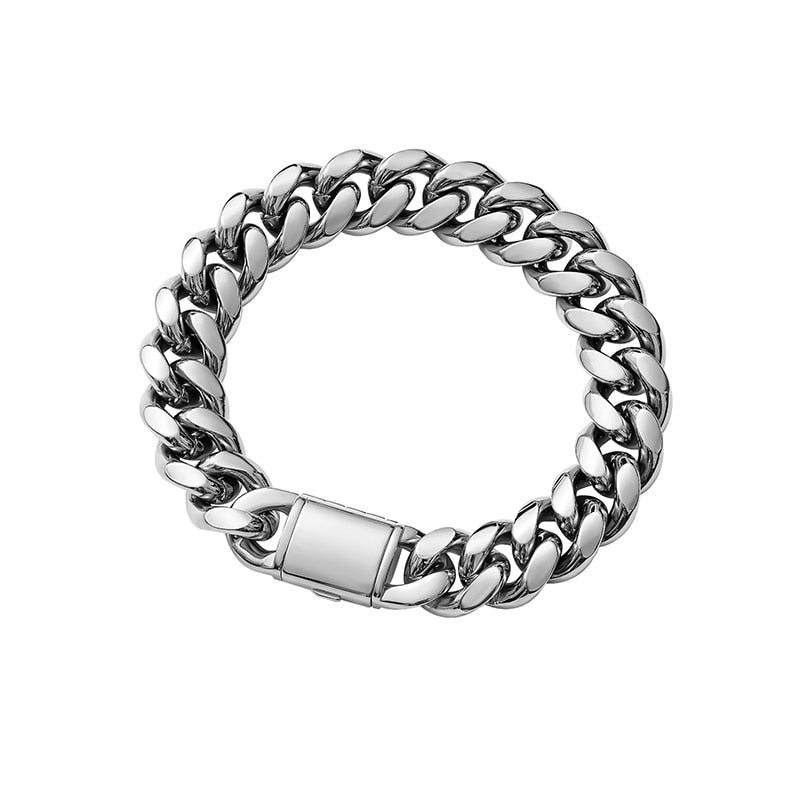 Men's Hip Hop Rapper Style Stainless Steel Round Cuban Miami Chain Nec ...