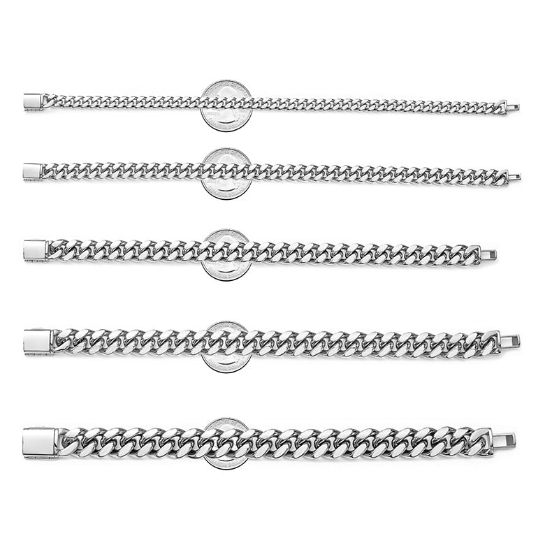 Men's Hip Hop Rapper Style Stainless Steel Round Cuban Miami Chain Nec ...