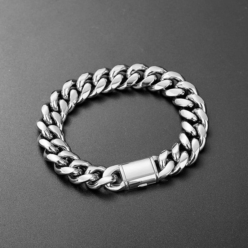 Men's Hip Hop Rapper Style Stainless Steel Round Cuban Miami Chain Nec ...