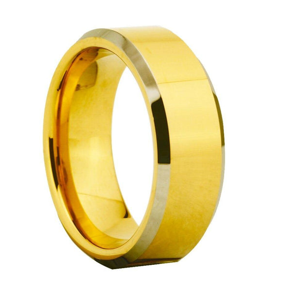 Silver Gold Bevelled Bridal Tungsten Fashion Ring in Round Shape  -  GeraldBlack.com