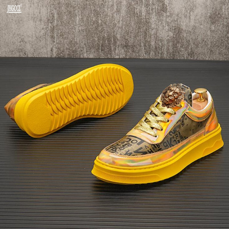 Silver men's fashion rivet sports thick platform breathable casual sneakers shoes A6  -  GeraldBlack.com