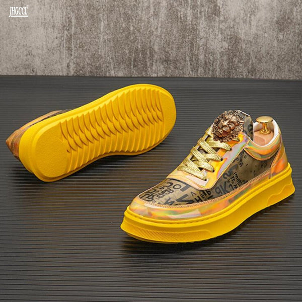 Silver men's fashion rivet sports thick platform breathable casual sneakers shoes A6  -  GeraldBlack.com