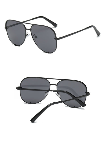 Silver Mirror Black Gradient Pilot Metal Sunglasses for Women - SolaceConnect.com