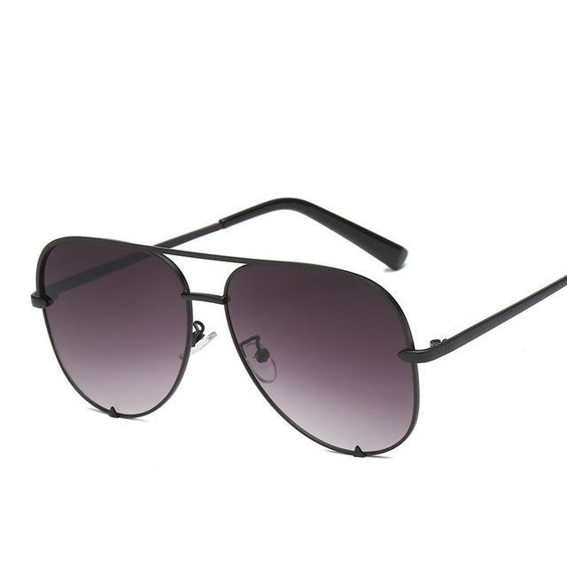 Silver Mirror Black Gradient Pilot Metal Sunglasses for Women  -  GeraldBlack.com