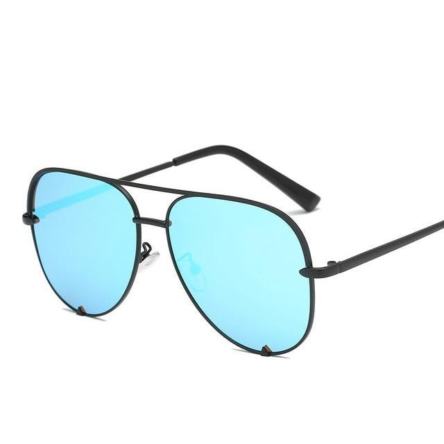 Silver Mirror Black Gradient Pilot Metal Sunglasses for Women  -  GeraldBlack.com