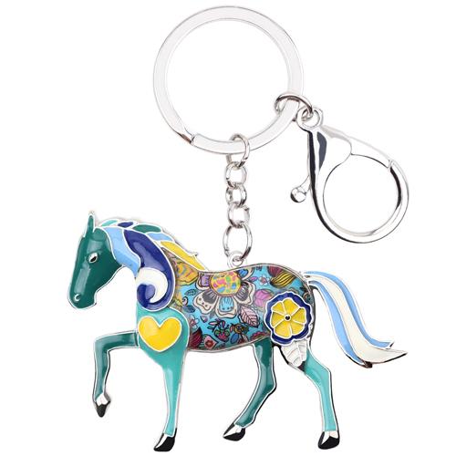 Silver Plated Enamel Horse Key Chain Handbag Charm &amp; Car Key Holder  -  GeraldBlack.com