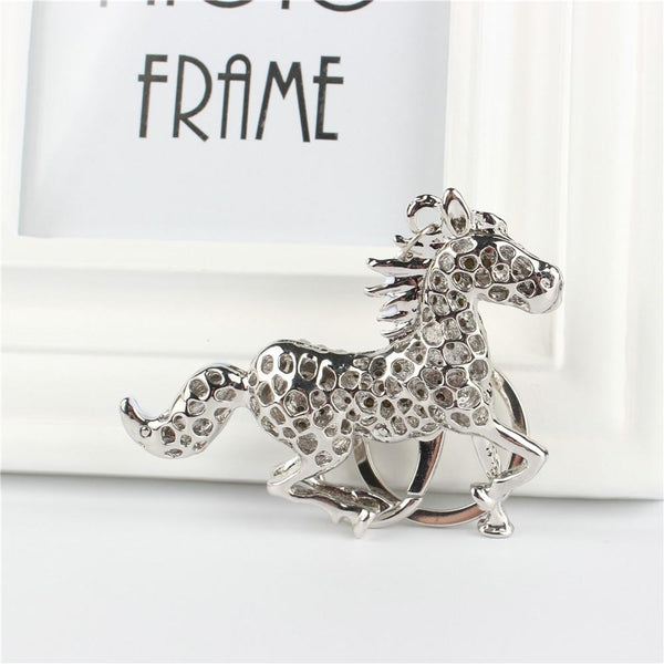 Silver Running Horse Crystal Charm Purse Bag Pendant Key Chain - SolaceConnect.com