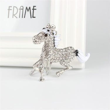 Silver Running Horse Crystal Charm Purse Bag Pendant Key Chain  -  GeraldBlack.com
