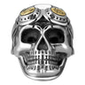 Silver Vintage Gothic Skull Glasses Punk Biker Ring for Men  -  GeraldBlack.com