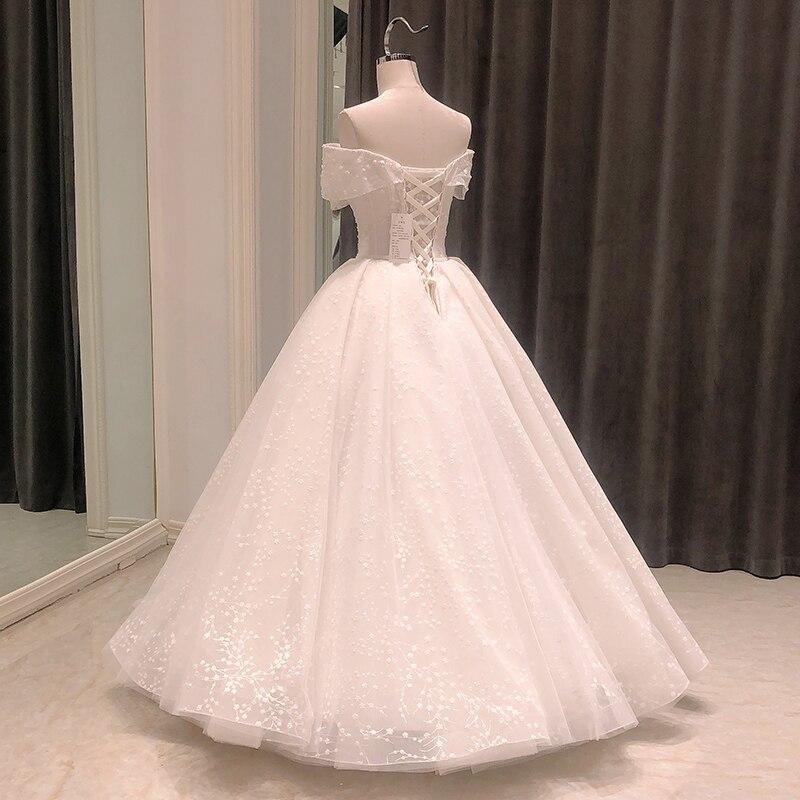 Simple Ball Gown Off Shoulder Beads Decorated Wedding Gowns for Bride  -  GeraldBlack.com