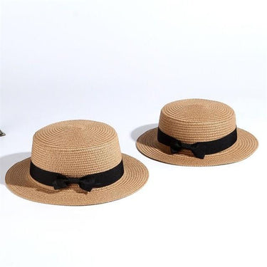 Simple Casual Parent-Child Straw Beach Hat with Flat Brim for Women - SolaceConnect.com