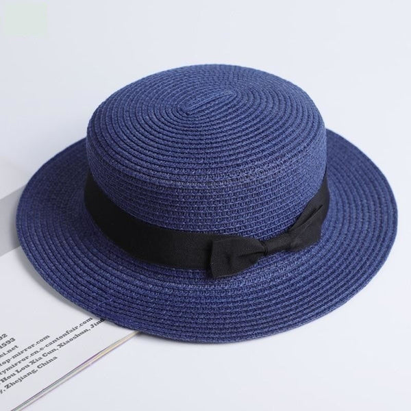 Simple Casual Parent-Child Straw Beach Hat with Flat Brim for Women  -  GeraldBlack.com