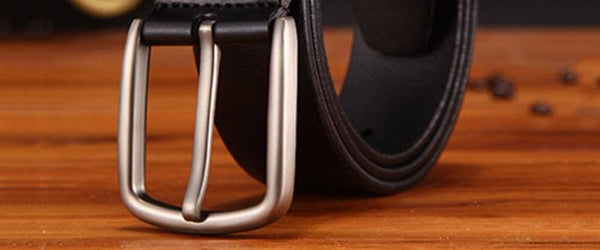 Male Simple Design Pin Buckles Metal Belt Accessories Jeans Men's Fashion Striped Genuine Leather - SolaceConnect.com