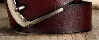 Men's Fashion Solid Color Genuine Leather Male Simple Design Pin Buckles Metal Belt Accessories Jean - SolaceConnect.com