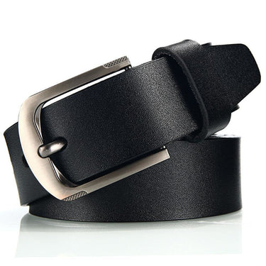 Simple Design Men's Solid Genuine Leather Metal Pin Buckle Belt for Jeans  -  GeraldBlack.com