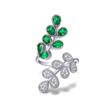 Simple Korean Style 6 Colors Adjustable Leaf Zircon Rings for Women - SolaceConnect.com